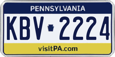 PA license plate KBV2224