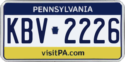 PA license plate KBV2226