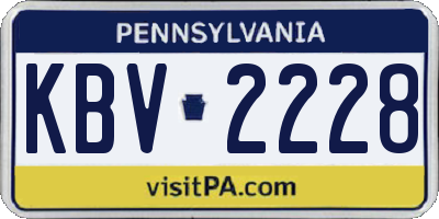 PA license plate KBV2228