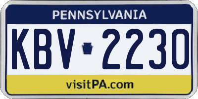 PA license plate KBV2230