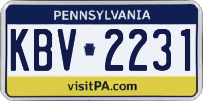 PA license plate KBV2231