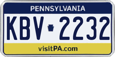 PA license plate KBV2232
