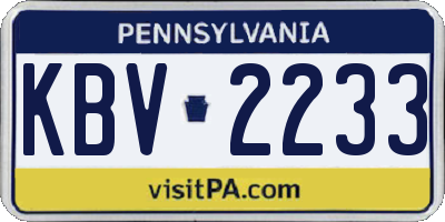 PA license plate KBV2233
