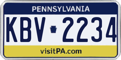 PA license plate KBV2234