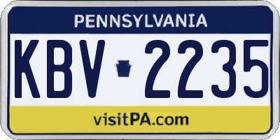 PA license plate KBV2235