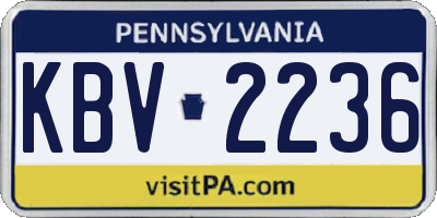 PA license plate KBV2236