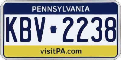 PA license plate KBV2238