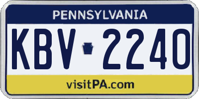 PA license plate KBV2240