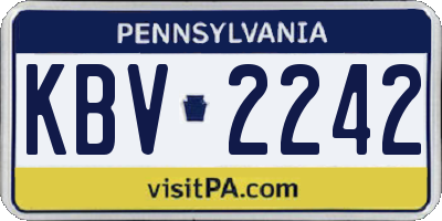 PA license plate KBV2242