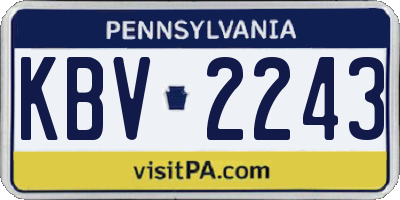 PA license plate KBV2243