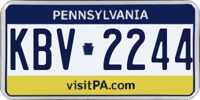 PA license plate KBV2244
