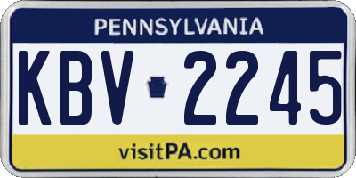 PA license plate KBV2245