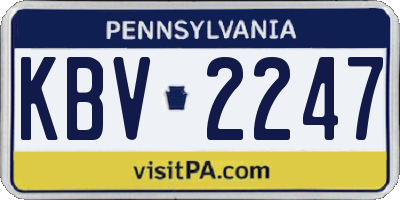 PA license plate KBV2247