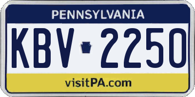PA license plate KBV2250