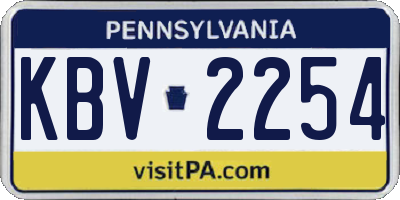 PA license plate KBV2254