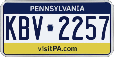 PA license plate KBV2257