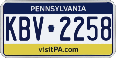 PA license plate KBV2258