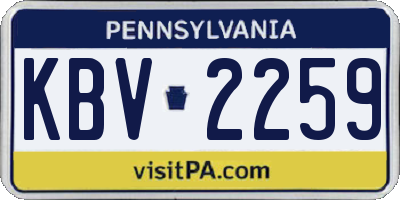 PA license plate KBV2259