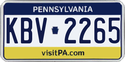 PA license plate KBV2265