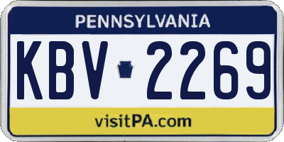 PA license plate KBV2269