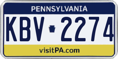 PA license plate KBV2274