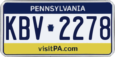 PA license plate KBV2278