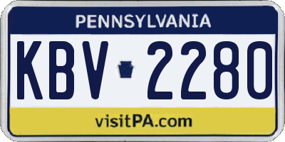 PA license plate KBV2280