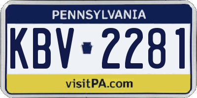 PA license plate KBV2281