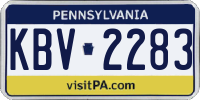 PA license plate KBV2283