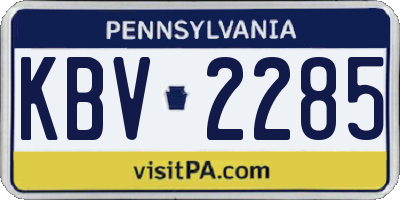 PA license plate KBV2285