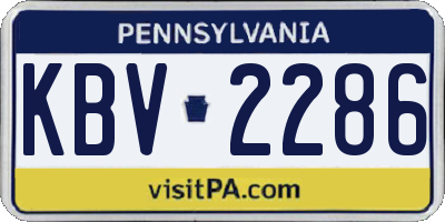 PA license plate KBV2286
