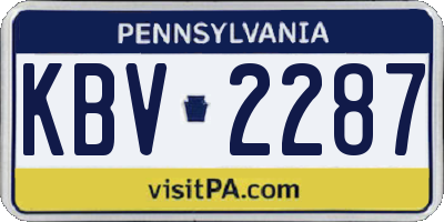 PA license plate KBV2287