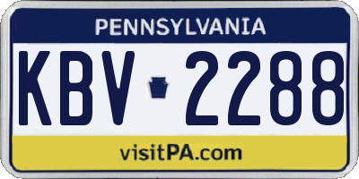 PA license plate KBV2288