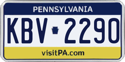 PA license plate KBV2290