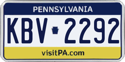 PA license plate KBV2292