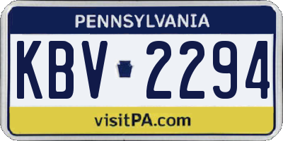 PA license plate KBV2294