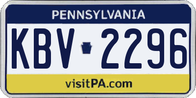 PA license plate KBV2296