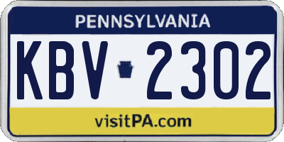 PA license plate KBV2302