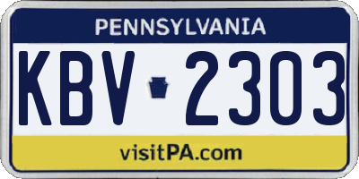 PA license plate KBV2303