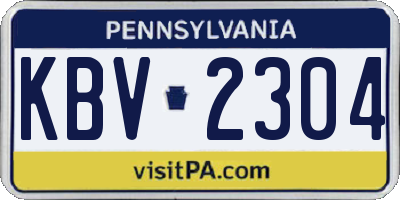 PA license plate KBV2304