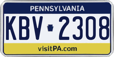 PA license plate KBV2308