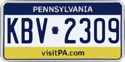 PA license plate KBV2309