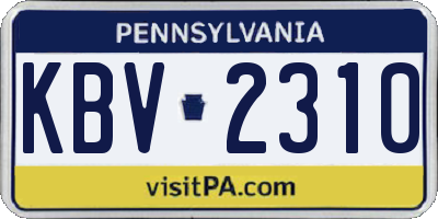 PA license plate KBV2310