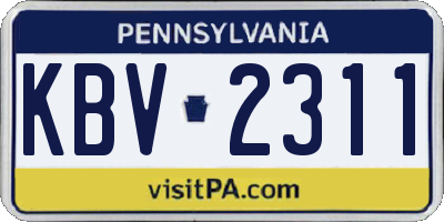 PA license plate KBV2311