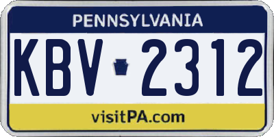 PA license plate KBV2312