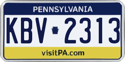 PA license plate KBV2313