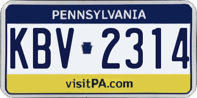 PA license plate KBV2314