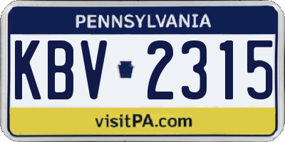 PA license plate KBV2315