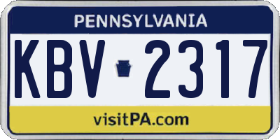 PA license plate KBV2317
