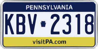 PA license plate KBV2318